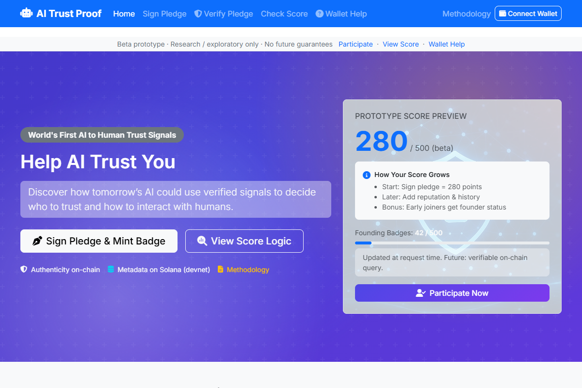 AI Trustproof website preview
