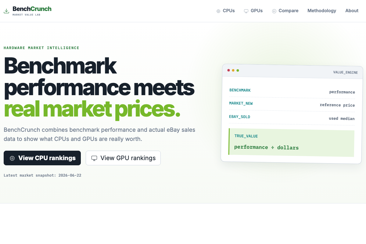 BenchCrunch website preview