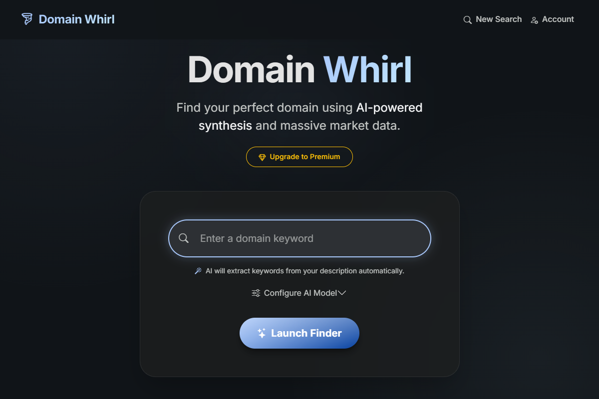 Domain Whirl website preview
