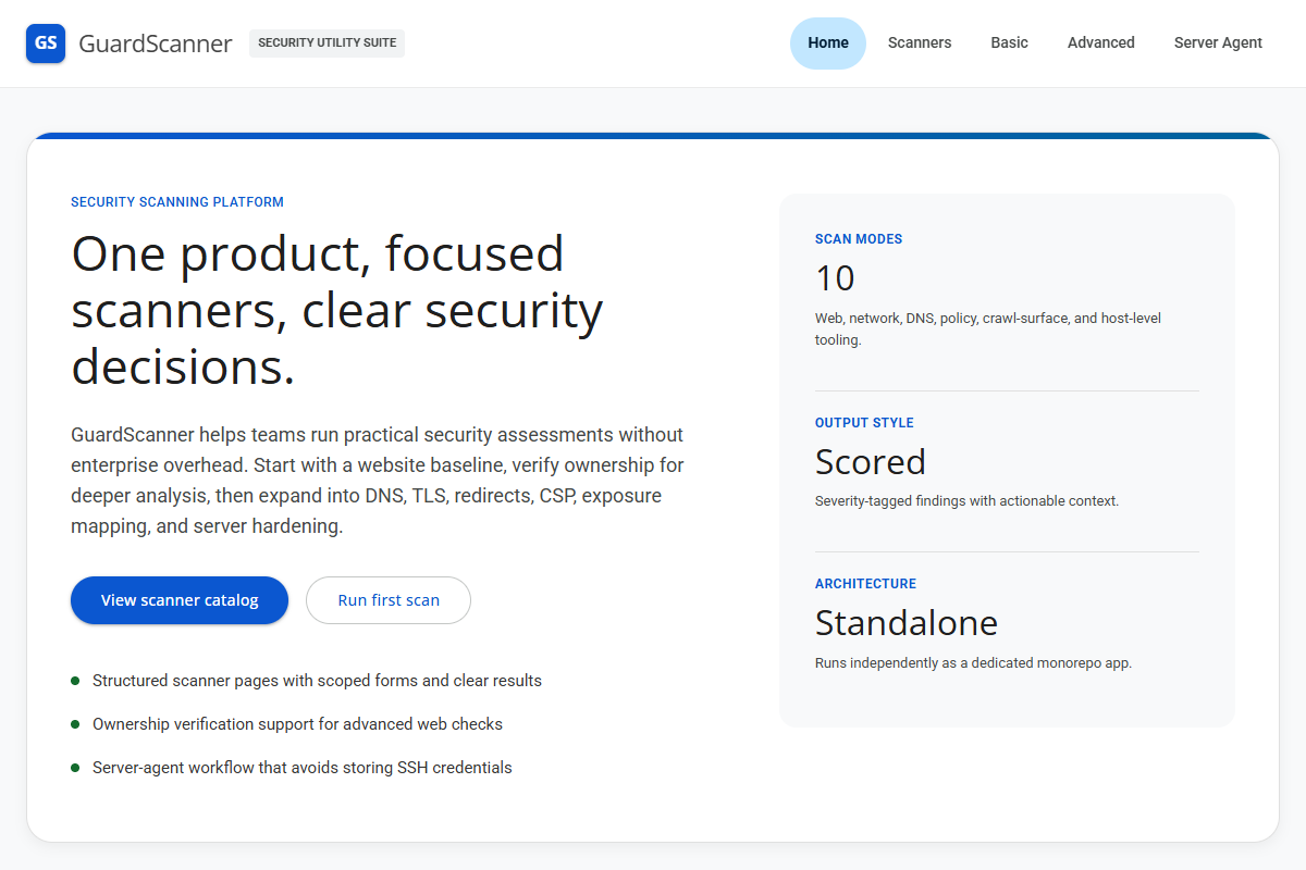 GuardScanner website preview