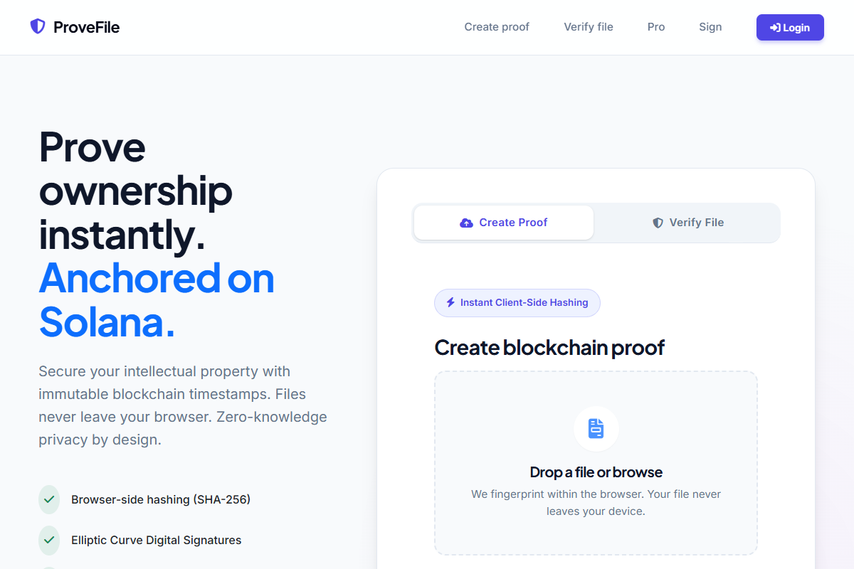 ProveFile website preview