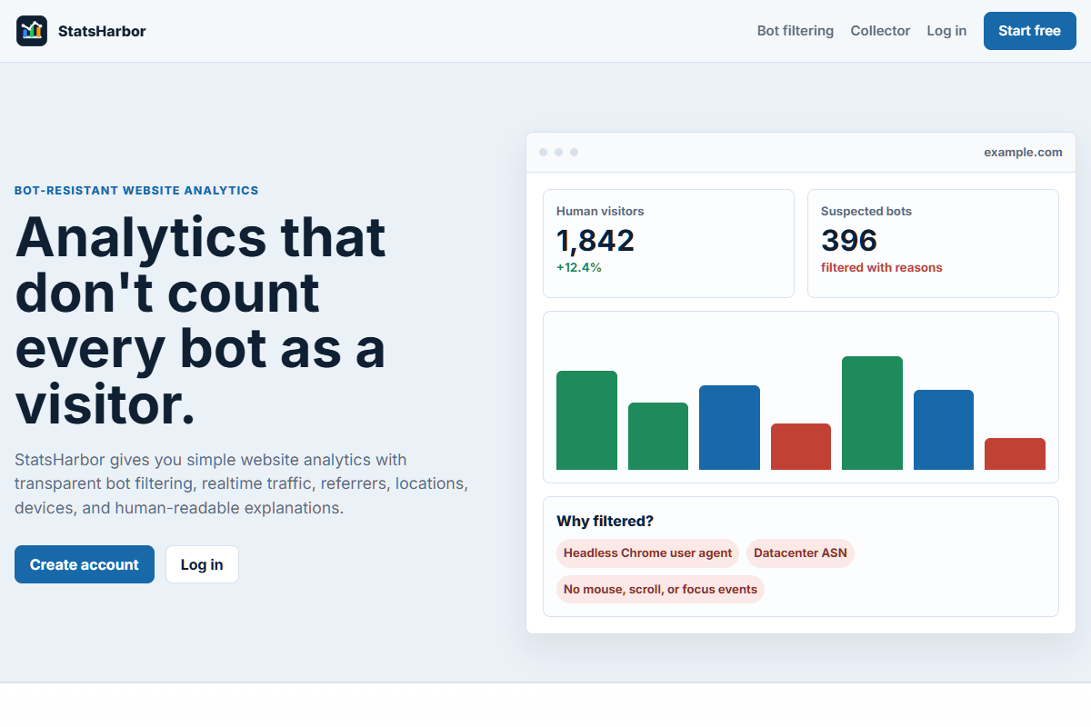 StatsHarbor website preview